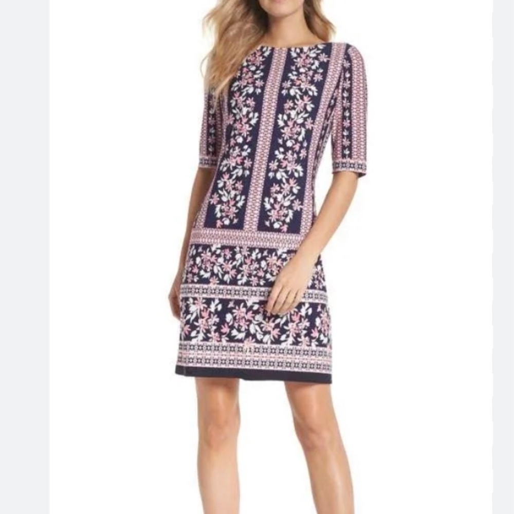 Jessica Howard Navy Floral Sheath Dress 12